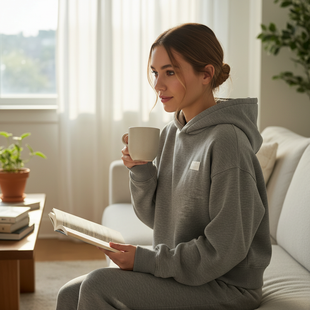 Grijze hoodie (Sofie Schnoor)