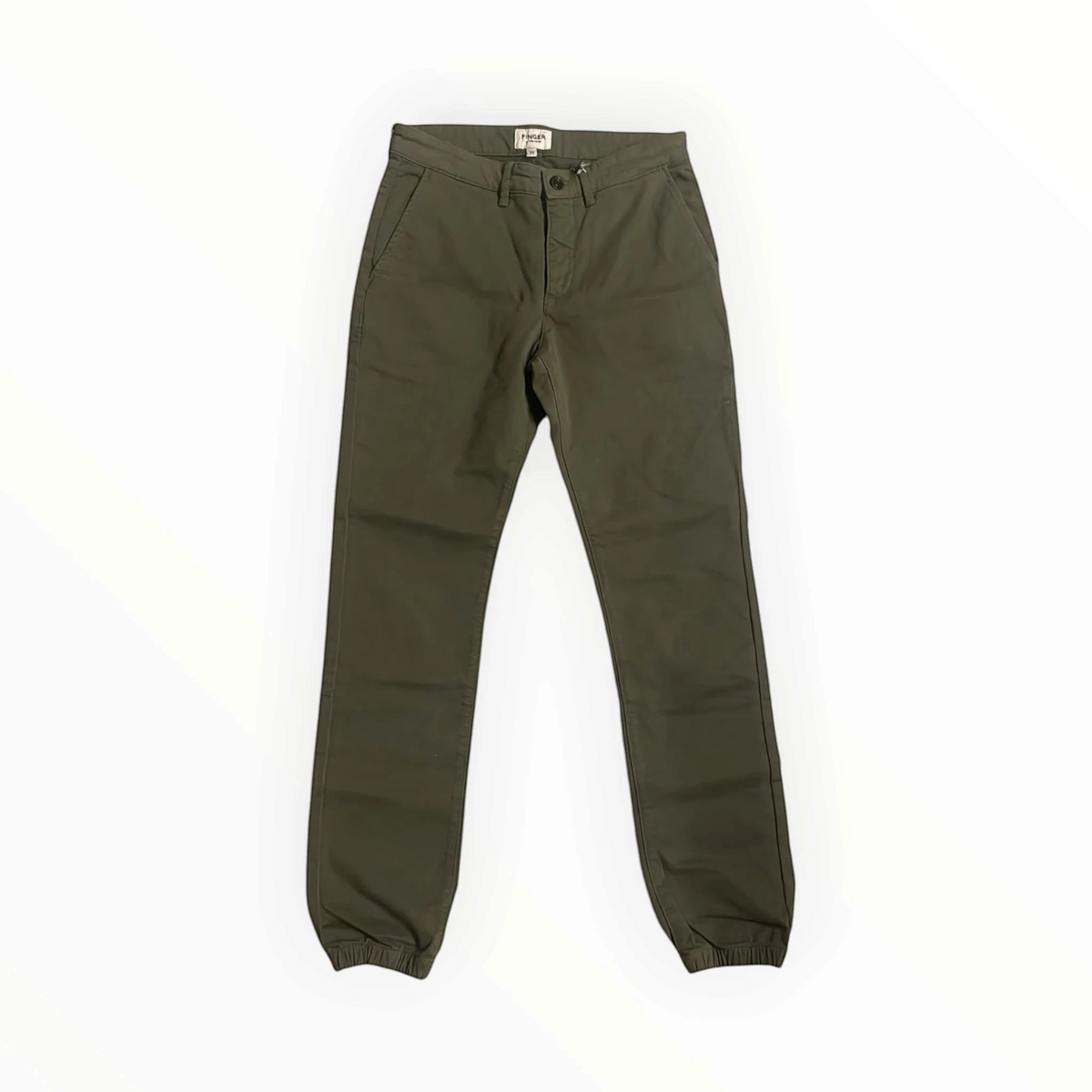 Olijfgroene chino-jogger (Finger)