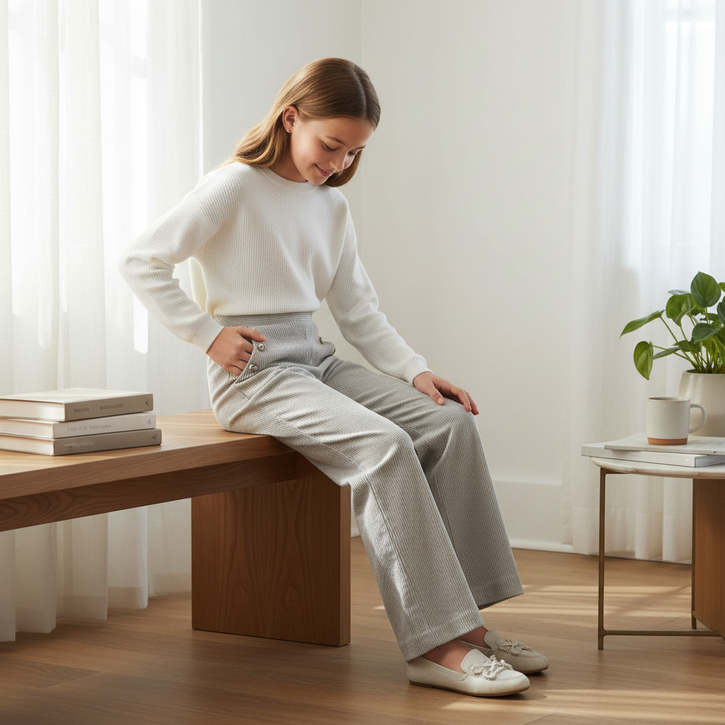 Beige corduroy broek met elastische taille (Paz Rodriguez)