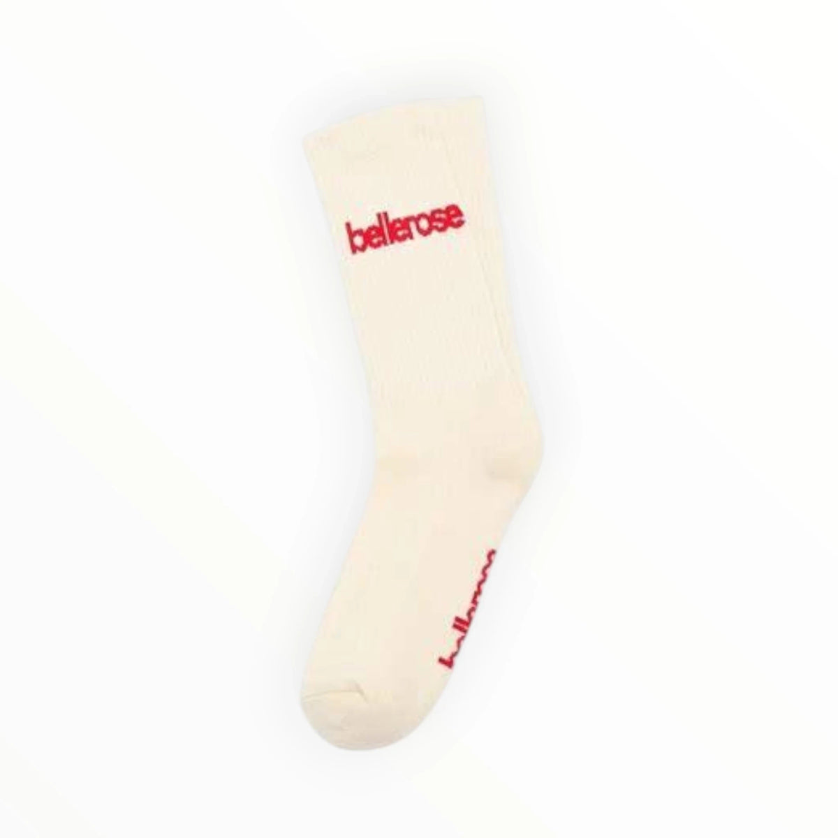 Pierrot Outlet Bellerose katoenen sokken in off-white met een rood logo op de schacht.