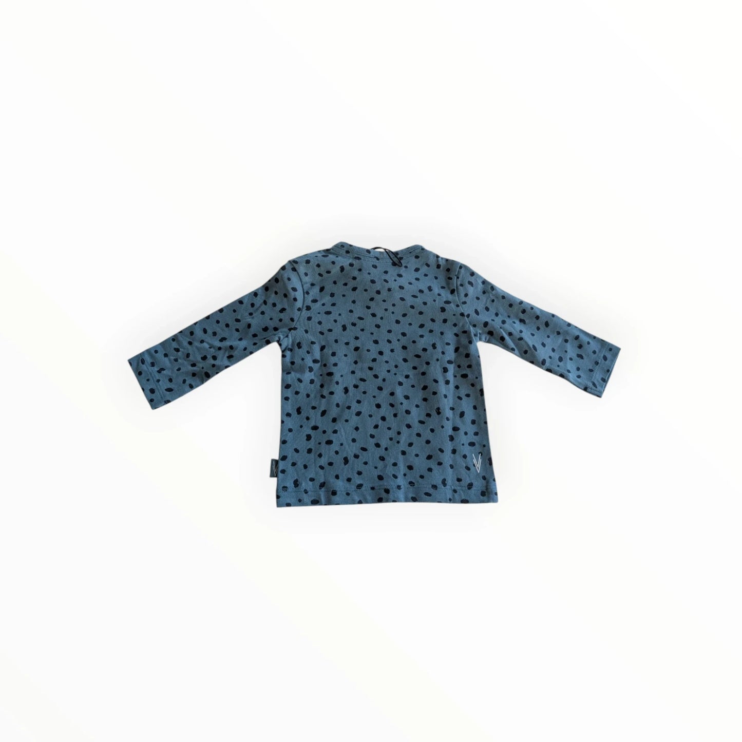 Pierrot Outlet blauw longsleeve shirt met zwarte stippenprint, gemaakt van katoen.