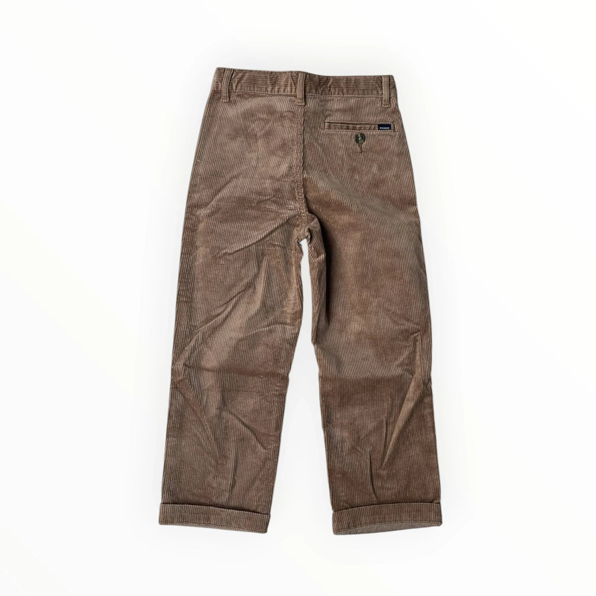Bruine corduroy broek van Pierrot Outlet met omgeslagen broekspijpen en achterzak met knoopsluiting