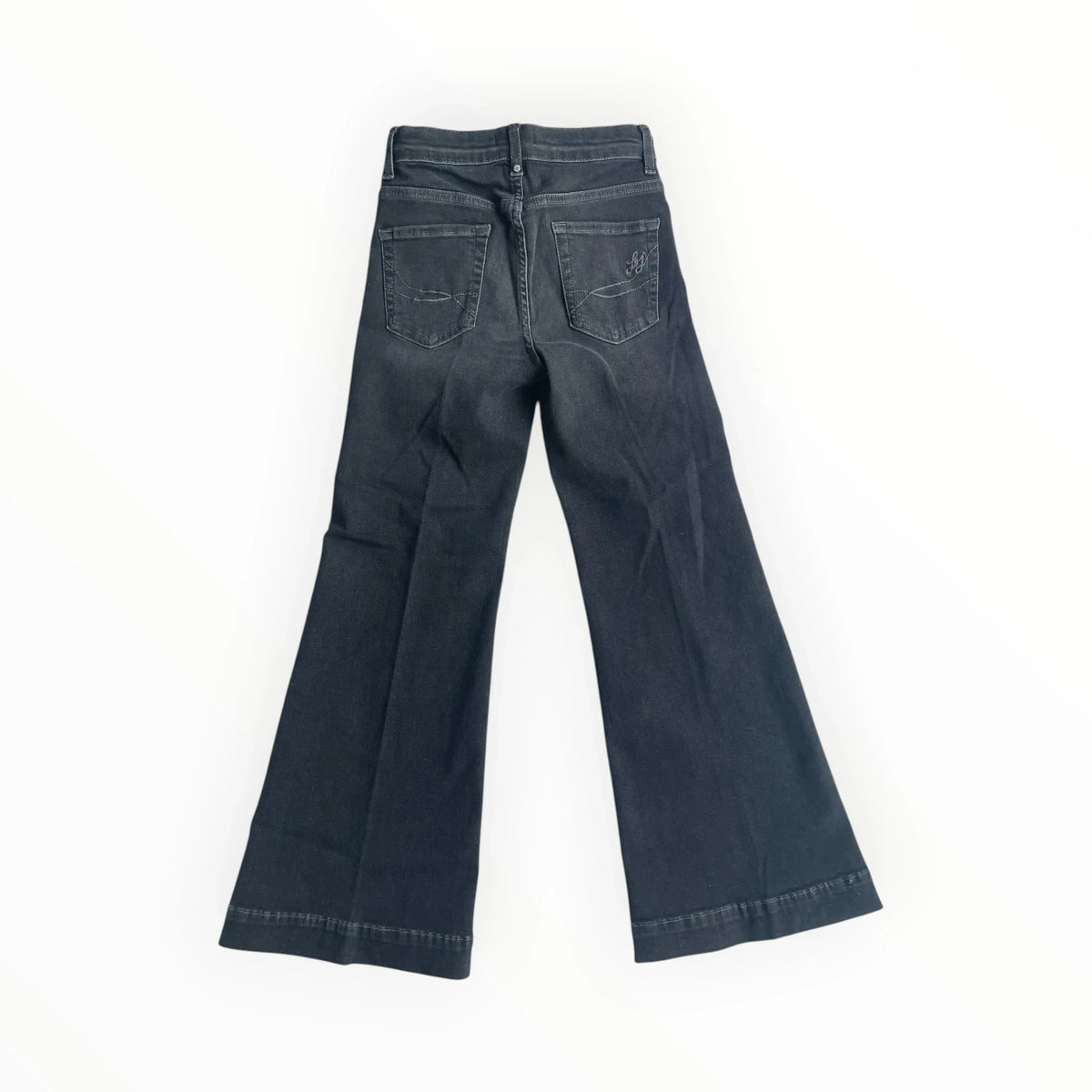 Pierrot Outlet donkergrijze flared jeans met hoge taille en subtiele stiksels op de achterzakken