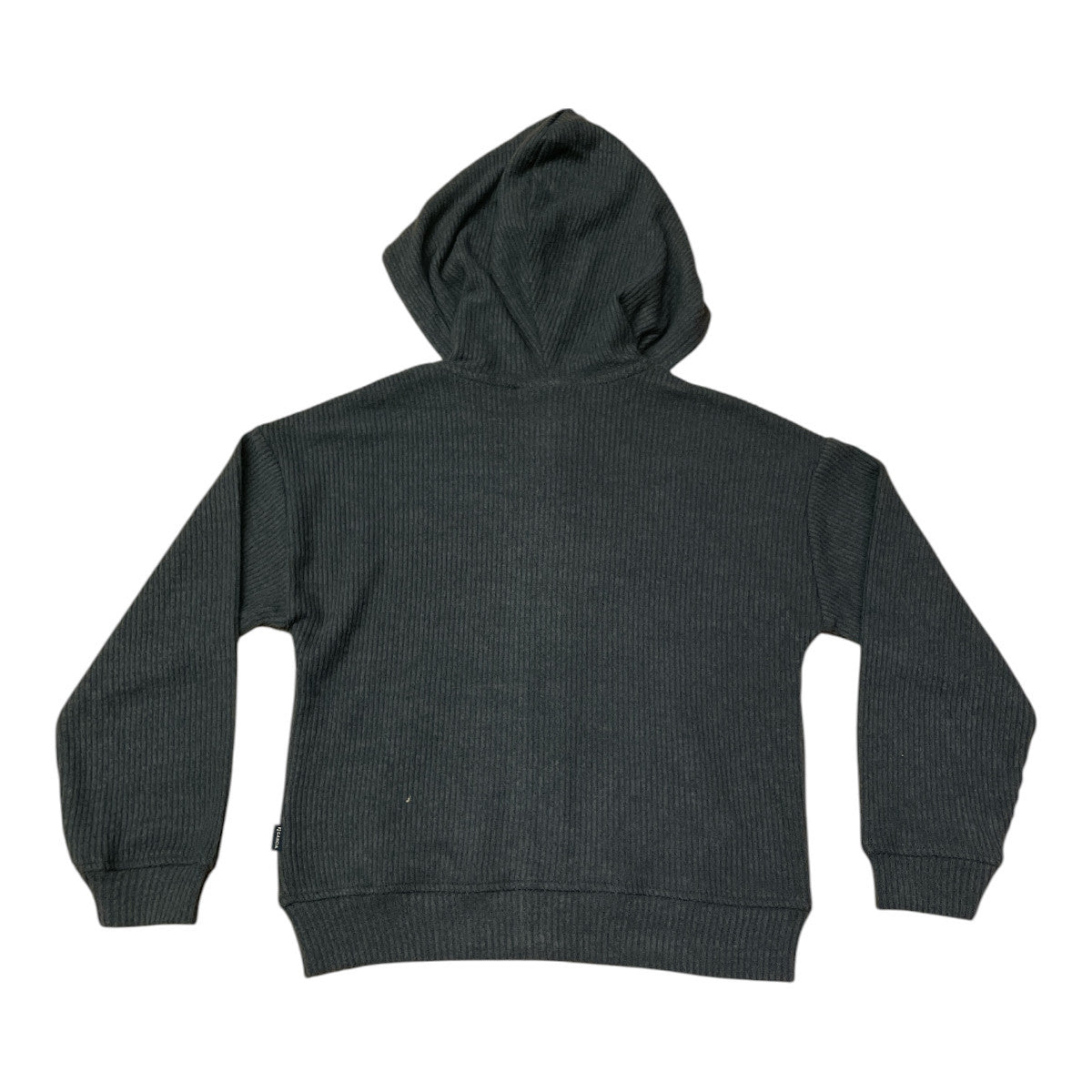 Pierrot Outlet donkergrijze geribbelde hoodie met rits en capuchon, gemaakt van zachte stof.