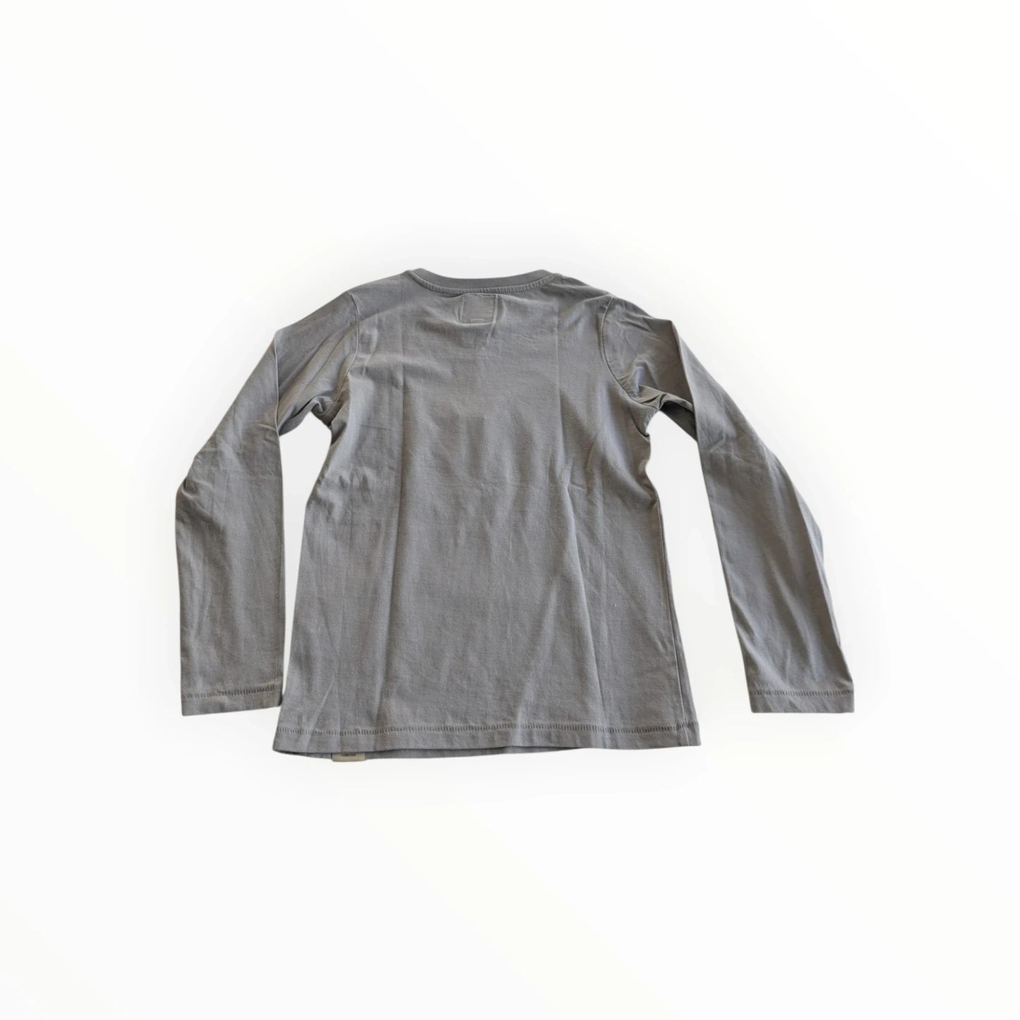 Pierrot Outlet grijs katoenen T-shirt met lange mouwen en grafische print op de borst.