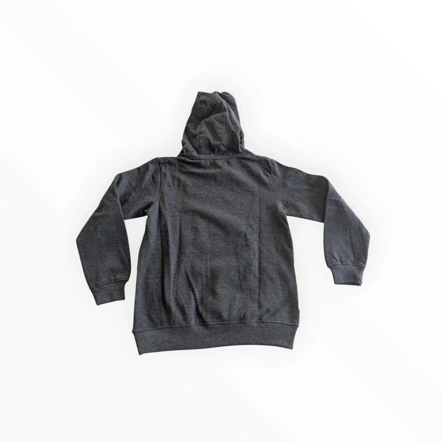 Pierrot Outlet jongens donkergrijze hoodie met tekstprint, katoenmix, capuchon en lange mouwen.