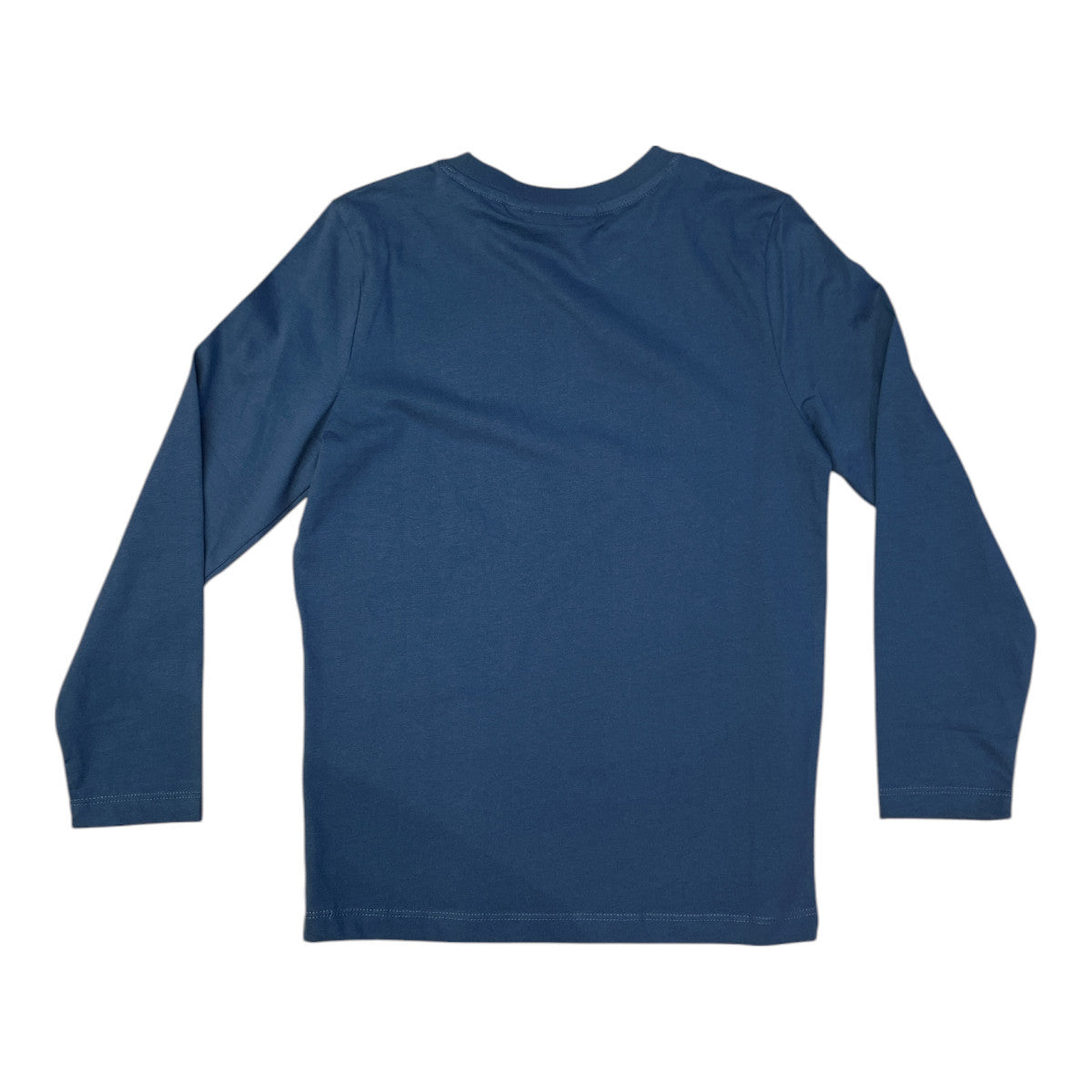 Pierrot Outlet jongens blauw katoenen T-shirt met lange mouwen en tekstprint op de voorkant.