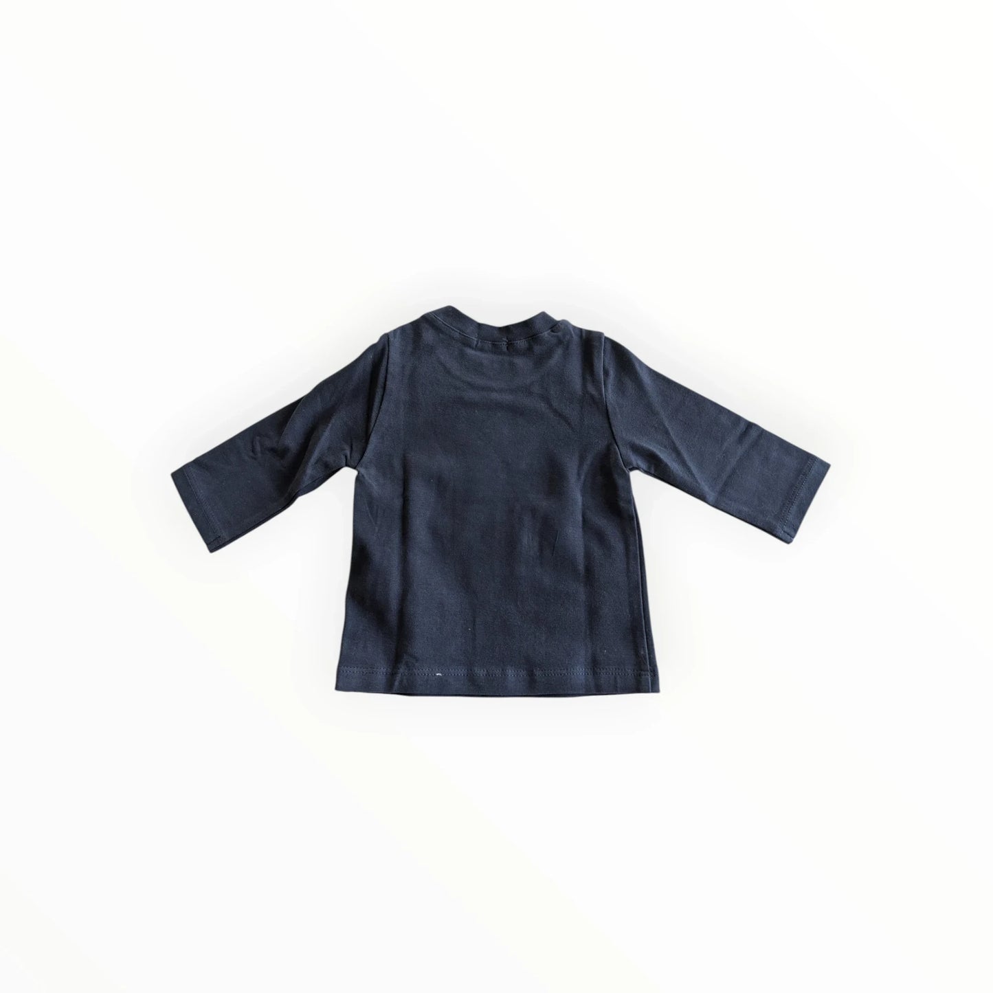 Pierrot Outlet donkerblauw katoenen longsleeve T-shirt met sterprint en "SHERIFF IN TOWN" tekst op de voorkant.