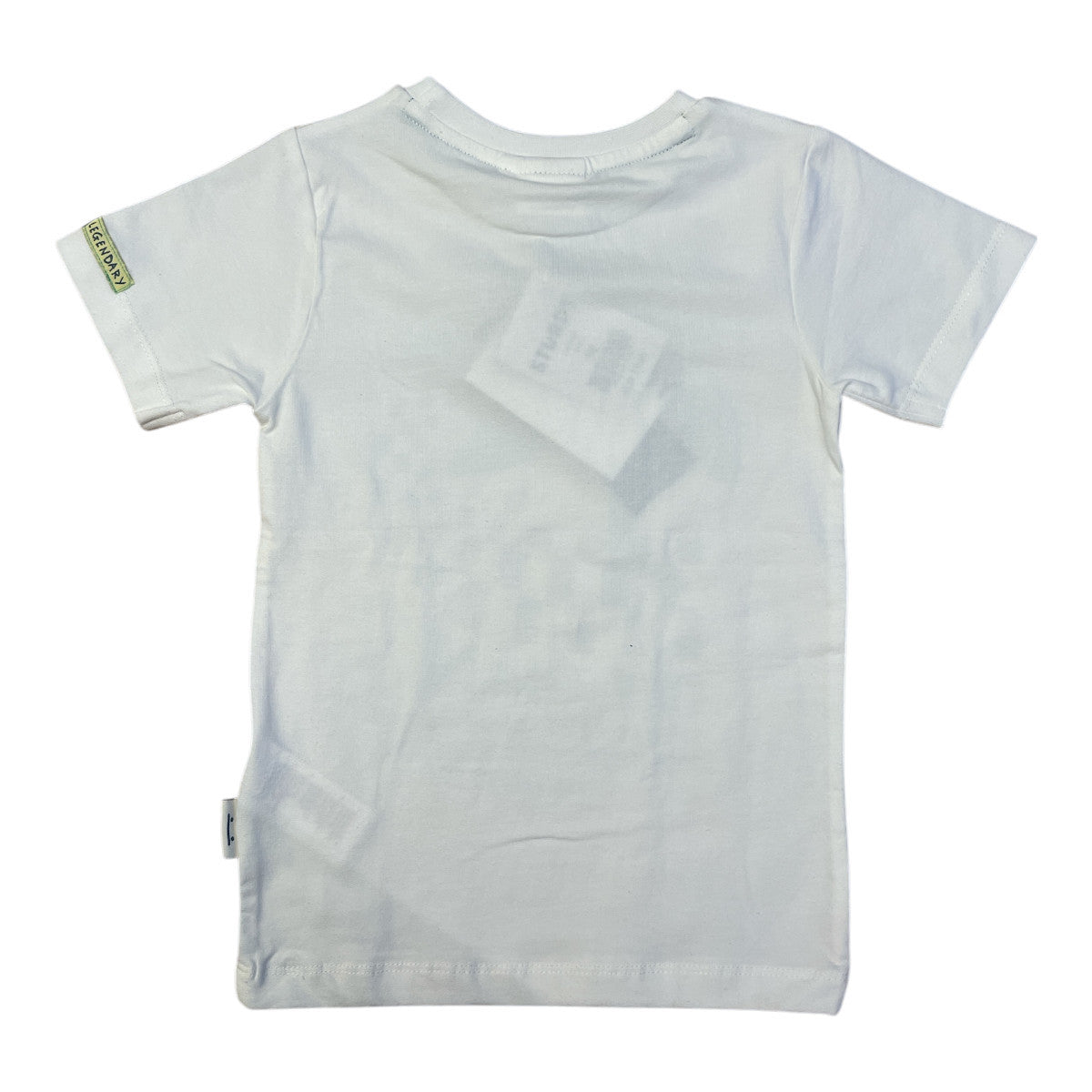 Pierrot Outlet witte katoenen T-shirt voor kinderen met palmboom en tekstprint, korte mouwen.