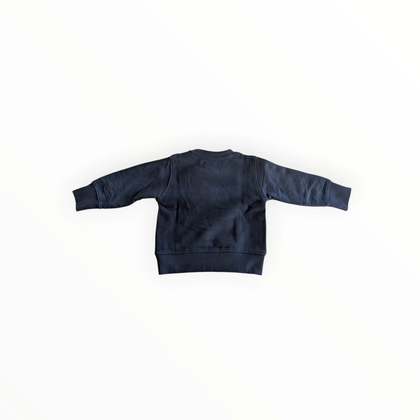 Pierrot Outlet navyblauwe katoenen sweater voor kinderen met ronde hals en print op de borst.