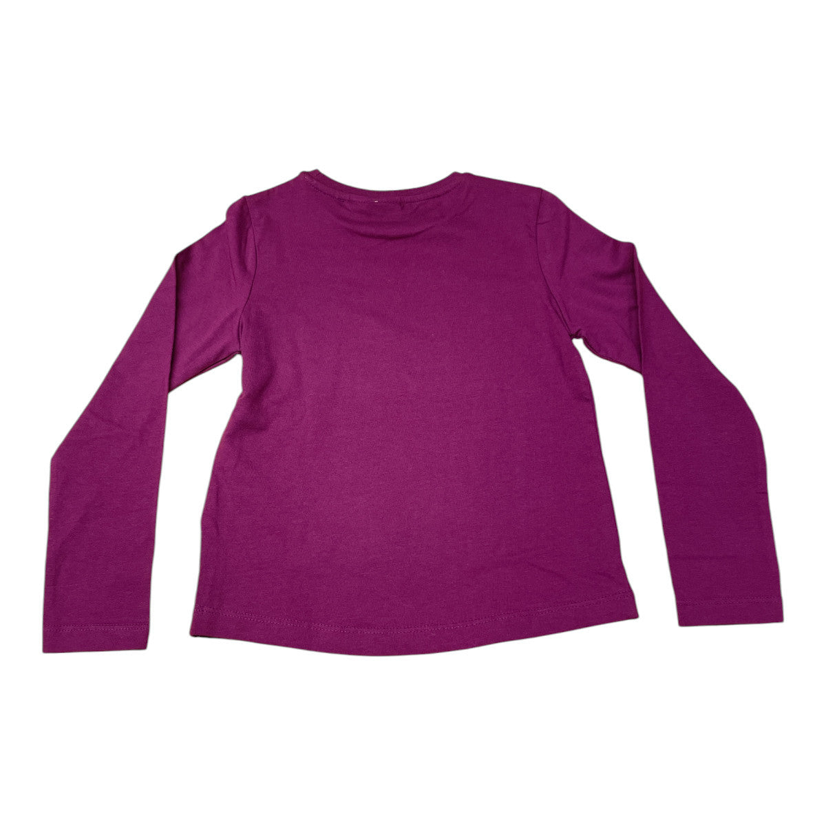 Pierrot Outlet paars katoenen T-shirt met lange mouwen voor meisjes, met ronde hals en vlinderopdruk.