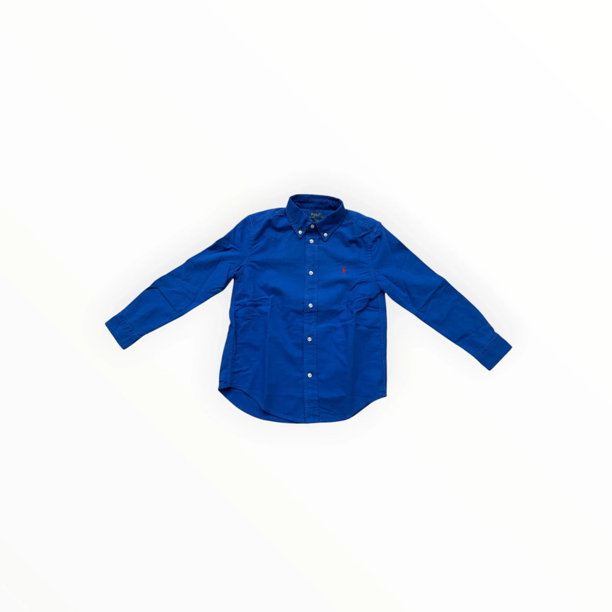 Pierrot Outlet Polo Ralph Lauren koningsblauw katoenen overhemd met lange mouwen en geborduurd logo op de borst