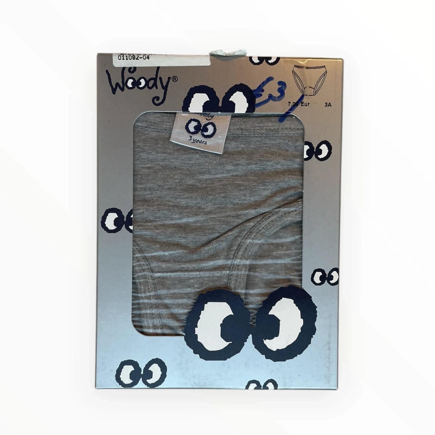 Pierrot Outlet Woody jongensonderbroeken set van 3, grijs gestreept, katoenmix, maat 3 jaar.