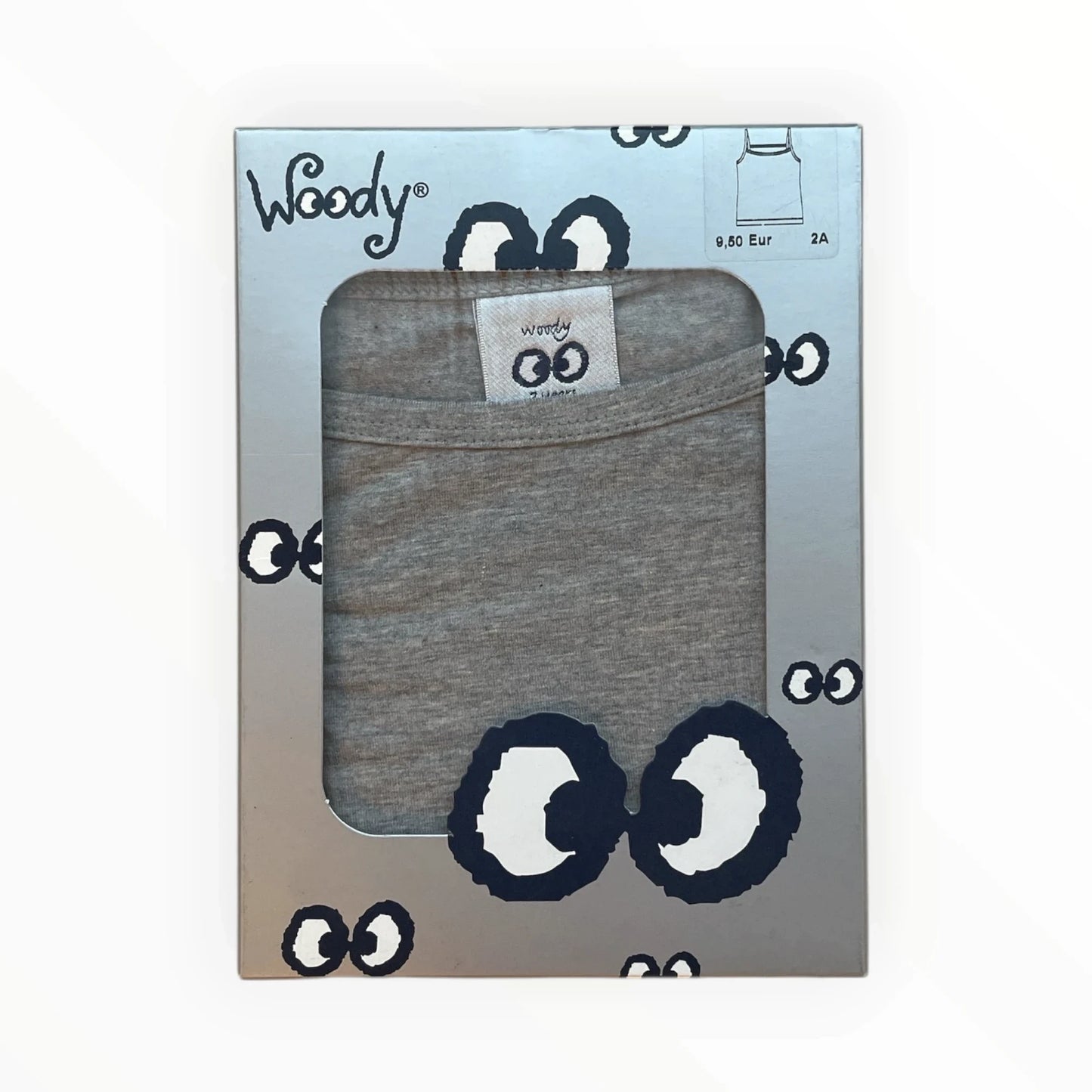 Pierrot Outlet Woody kinder T-shirt grijs met grappige oogjes, comfortabel en ademend materiaal.