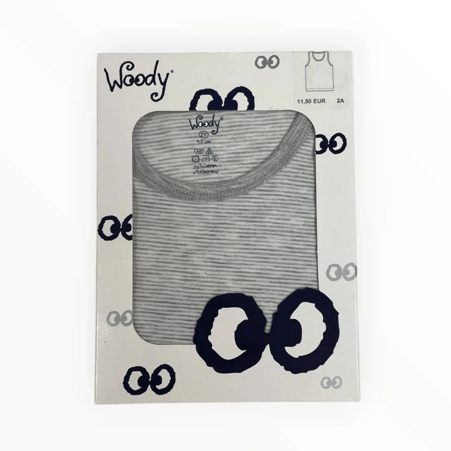 Pierrot Outlet Woody kinder tanktop gestreept katoen elastaan grijs wit comfortabel
