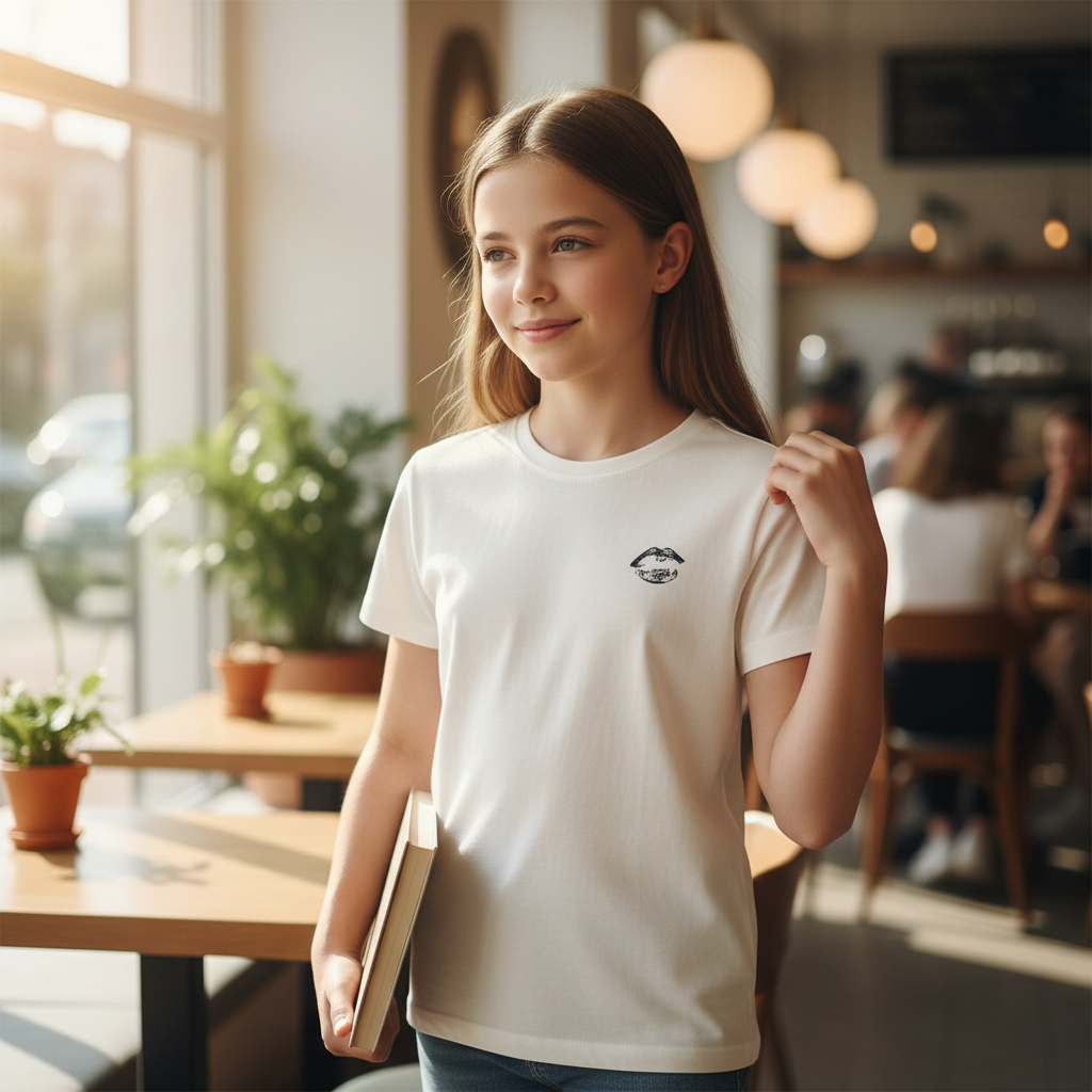Wit T-shirt met lippenprint  (Sofie Schnoor)