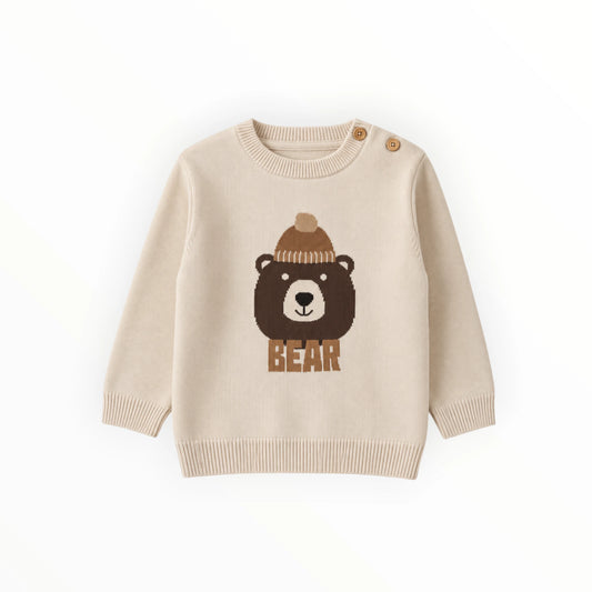 Beige gebreide trui met beer (Losan)