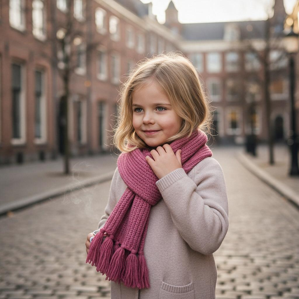 Roze gebreide muts en sjaal (The New Society)