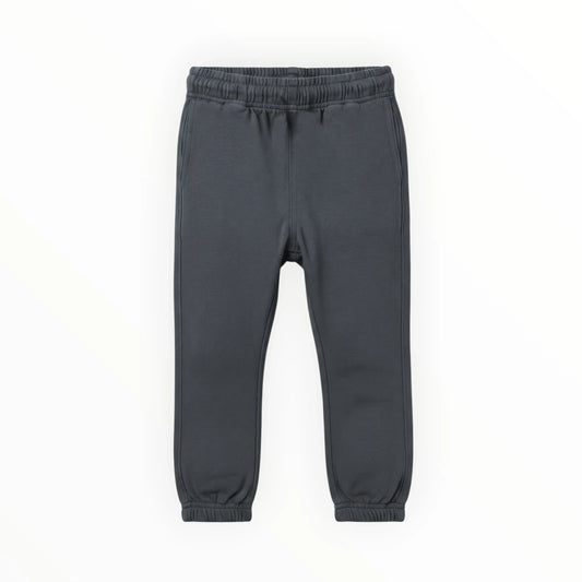 Pierrot Outlet antracietgrijze joggingbroek voor kinderen van zachte katoenmix met elastische tailleband en boorden
