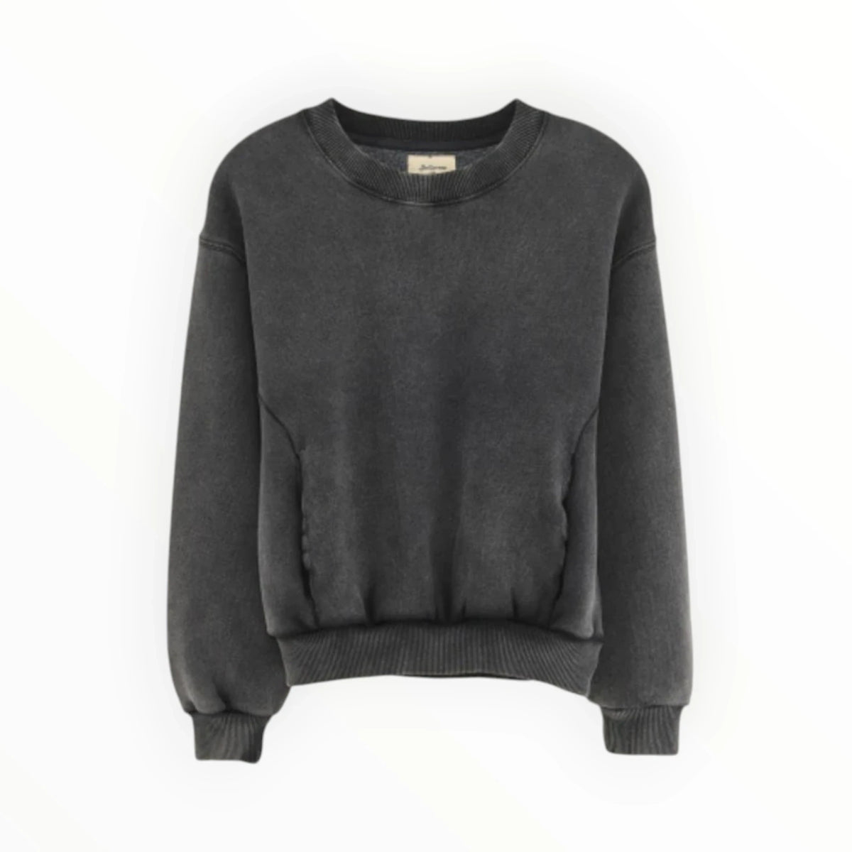 Pierrot Outlet antracietgrijze vintage sweater met ronde hals en ribgebreide boorden in een zachte katoenmix