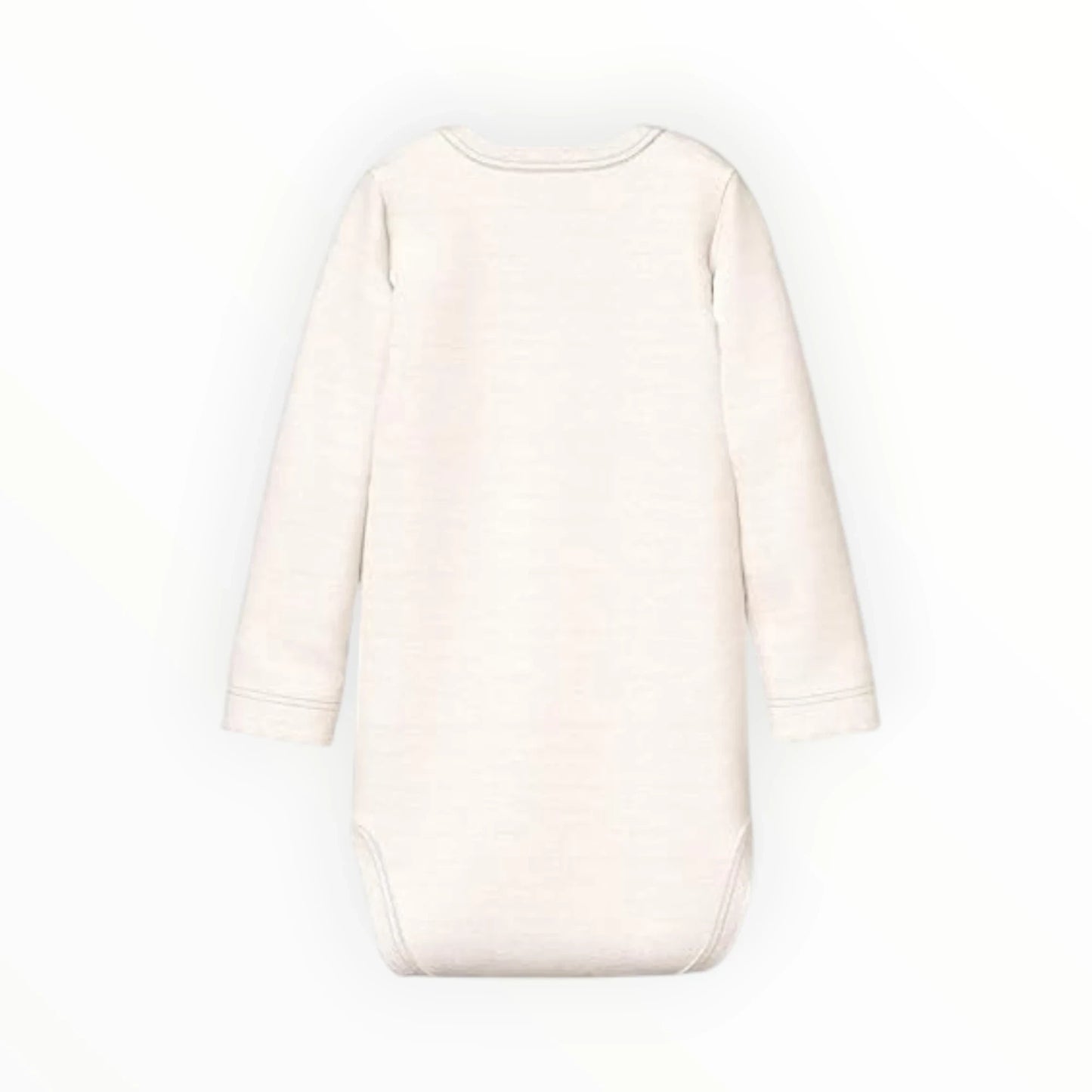 Pierrot Outlet baby romper met lange mouwen in beige, gemaakt van zacht katoen met teddybeer en maantjes print.