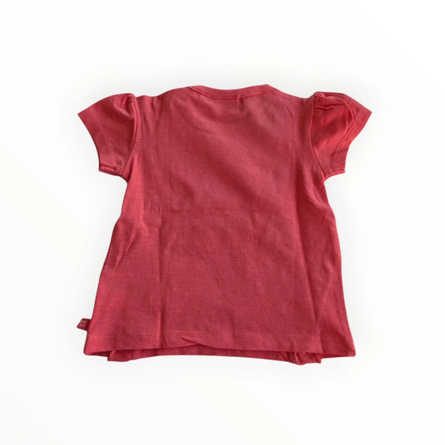 Pierrot Outlet schattige babyjurk koraalrood katoen met korte pofmouwtjes en kersenprint