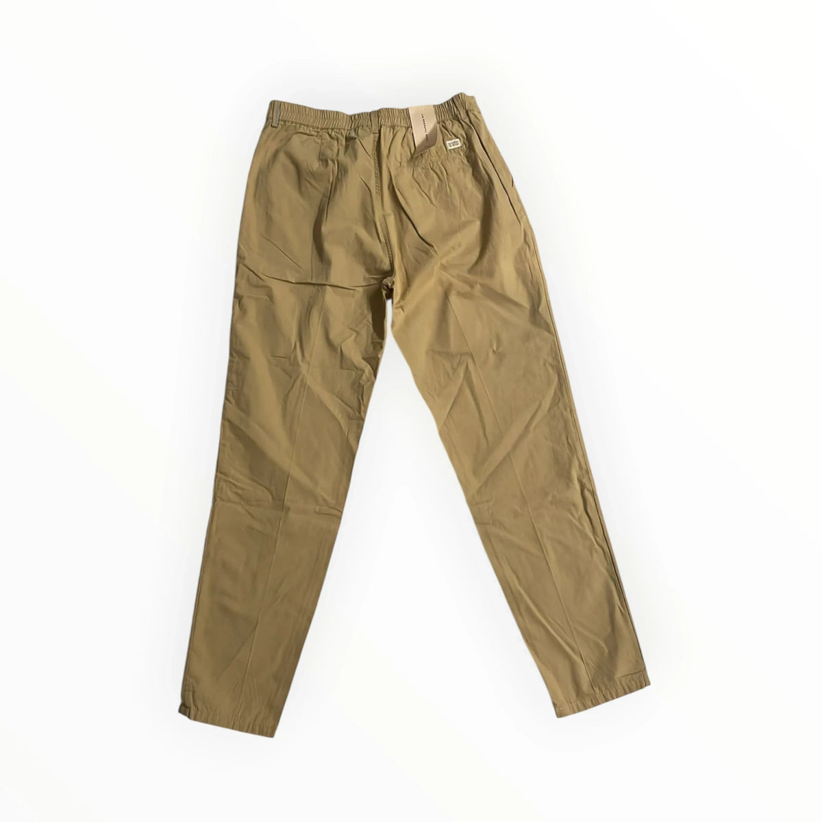 Achterkant van een beige Scotch & Soda chino met loose tapered fit en elastische tailleband van Pierrot Outlet