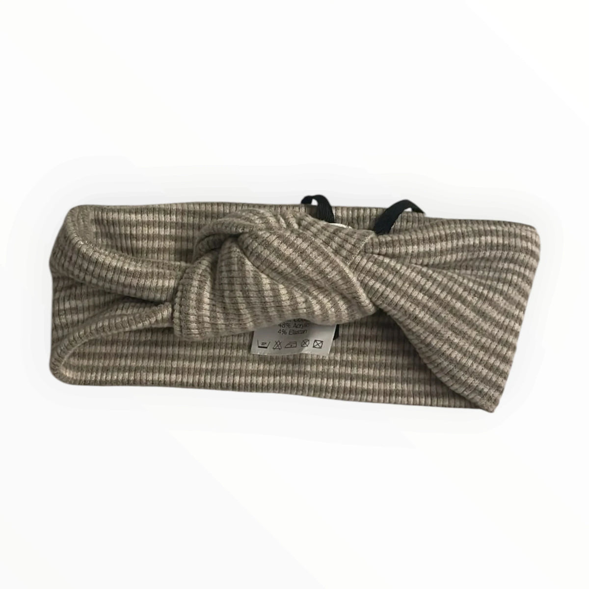 Pierrot Outlet beige geribbelde haarband met knoopdetail gemaakt van zachte rekbare stof voor dagelijks gebruik