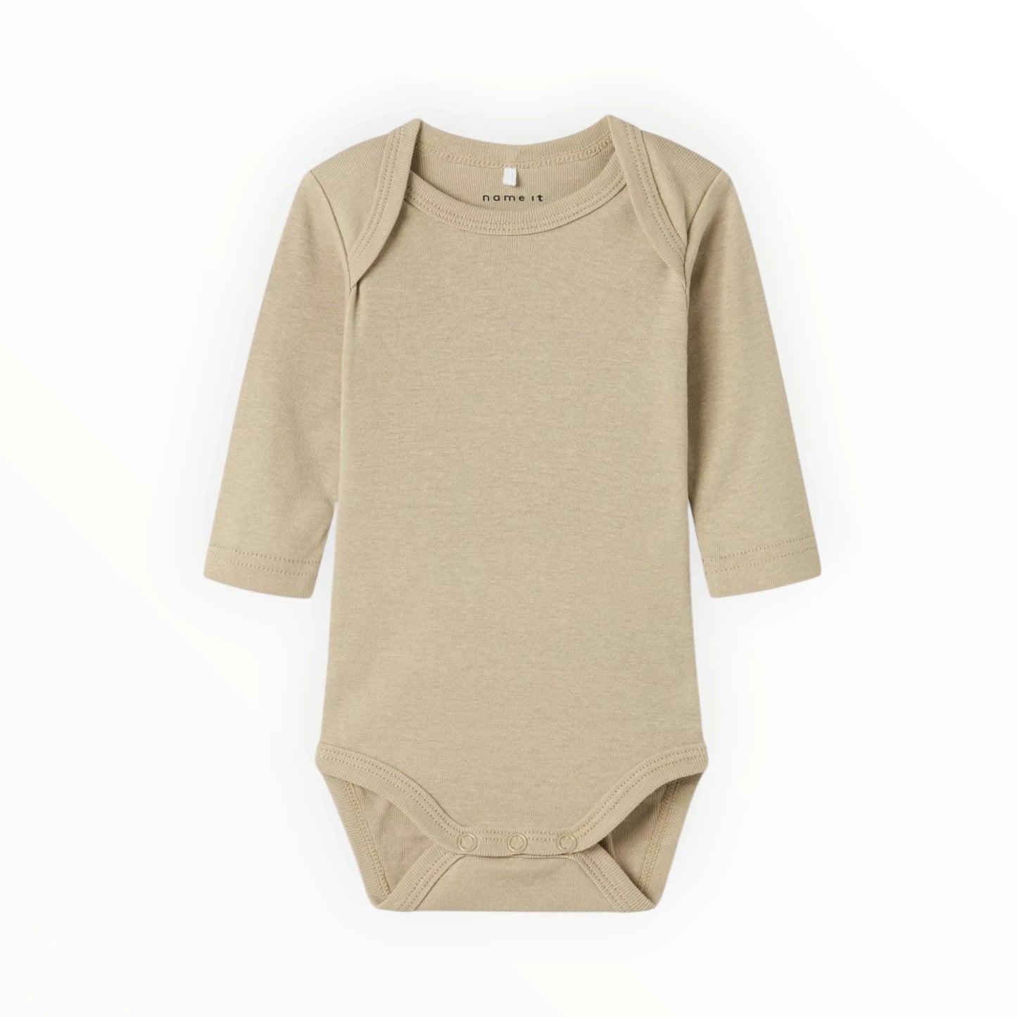 Pierrot Outlet beige katoenen romper met lange mouwen en drukknoopsluiting