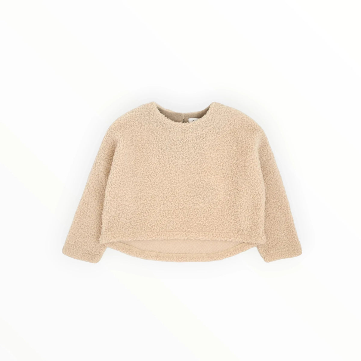 Pierrot Outlet beige teddy trui voor kinderen met ronde hals en zachte pluizige textuur