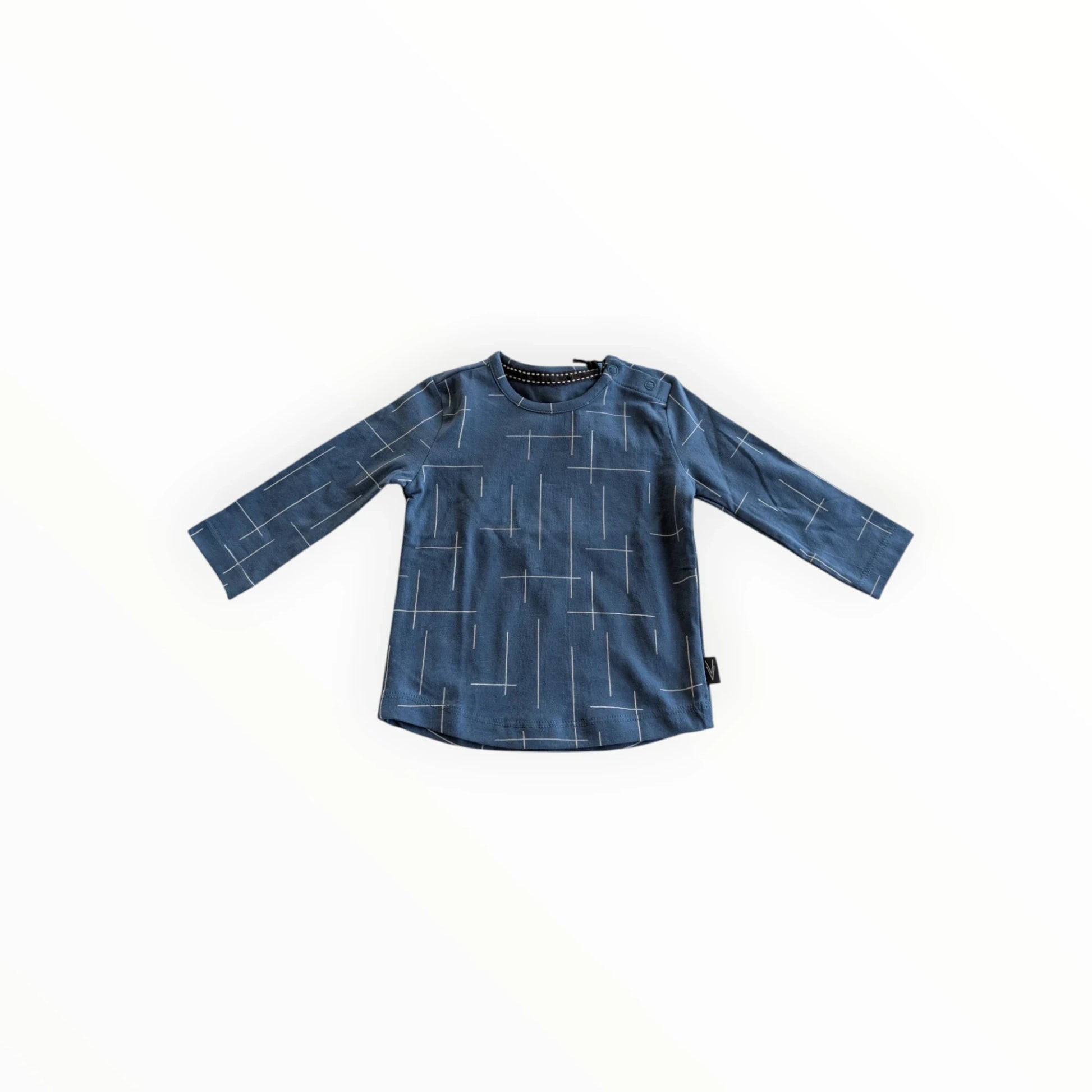 Pierrot Outlet blauw katoenen shirt met lange mouwen en grafische print