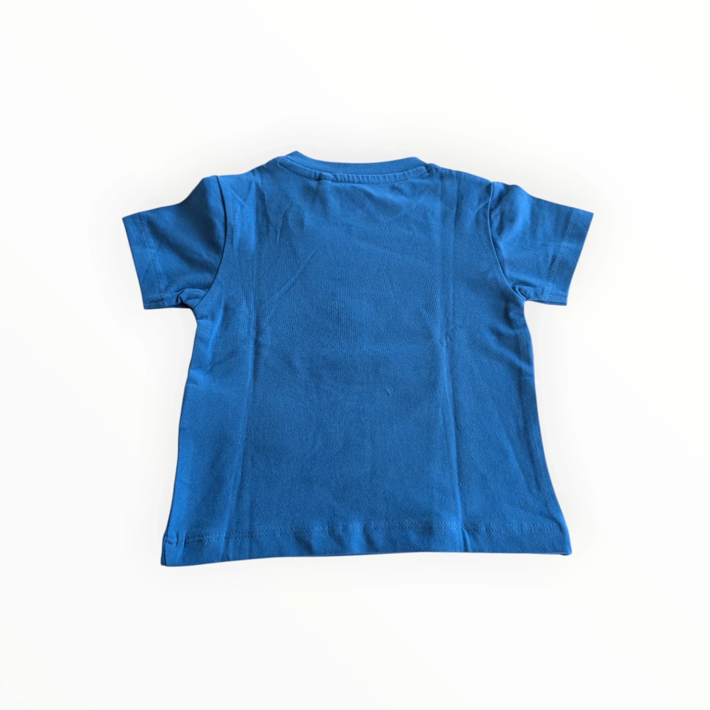 Pierrot Outlet blauw katoenen baby T-shirt met visprint en drukknoopjes op de schouder
