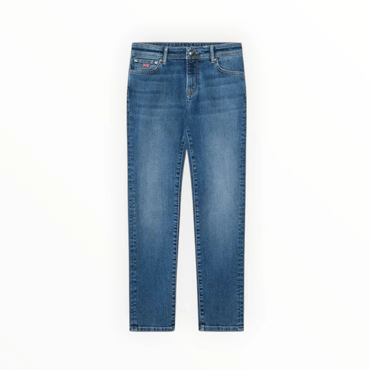 Klassieke blauwe denim jeans van Pierrot Outlet voor jongens met een comfortabele pasvorm en subtiele wassing.