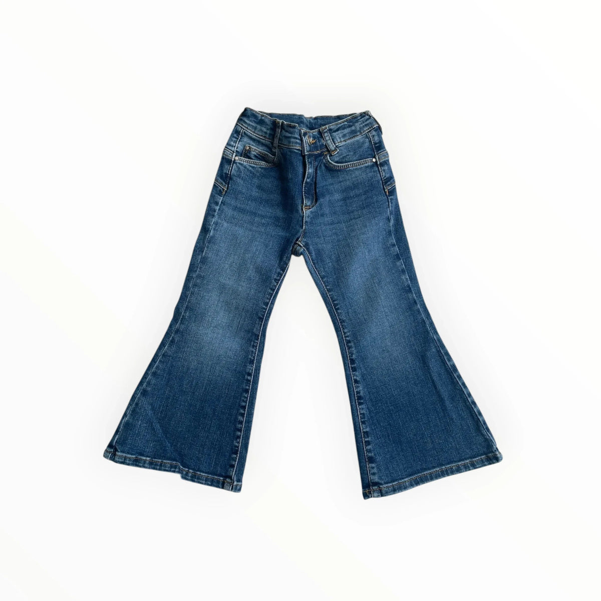 Pierrot Outlet blauwe flared jeans voor kinderen met klassieke denim wassing en zakken