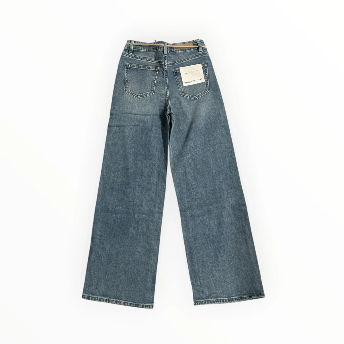 Pierrot Outlet dames jeans met hoge taille en wijde pijpen in een klassieke blauwe denim wassing
