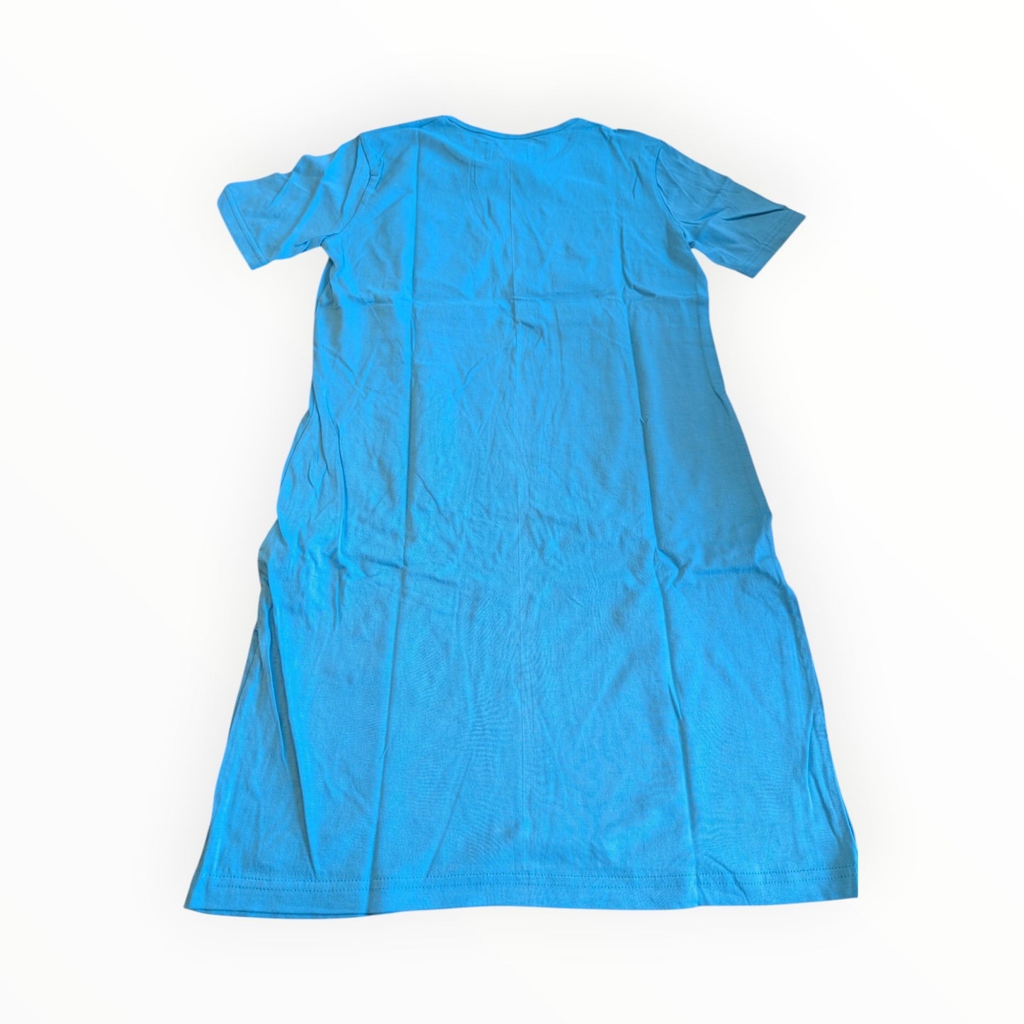 Pierrot Outlet blauwe katoenen t-shirt jurk met korte mouwen en een ontspannen pasvorm voor dagelijks comfort