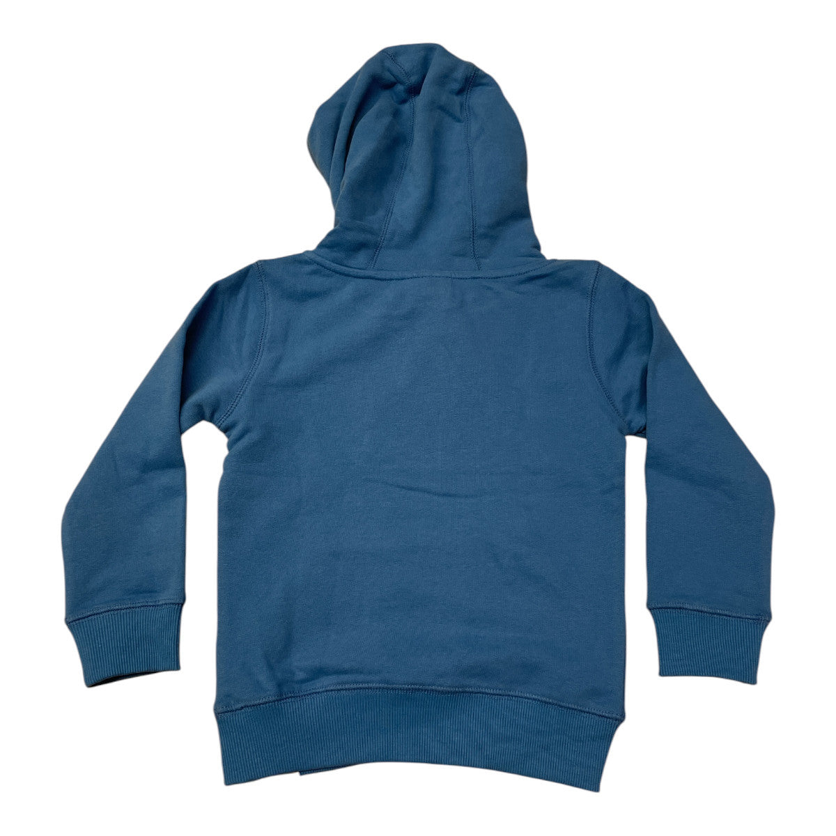 Pierrot Outlet blauwe katoenen kinder hoodie met capuchon, kangoeroezak en tekstprint.