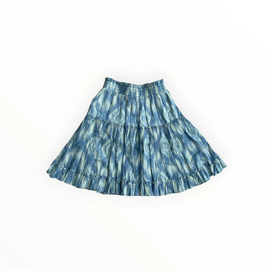 Pierrot Outlet gelaagde blauwe tie-dye rok met elastische tailleband en ruches
