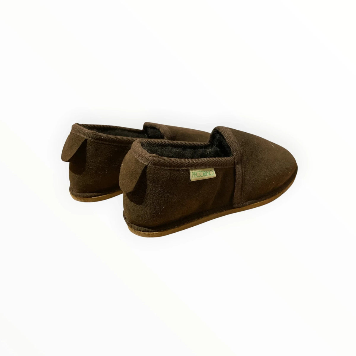 Pierrot Outlet bruine suède pantoffels van Pecorno met warme voering en handig instapmodel voor optimaal comfort.