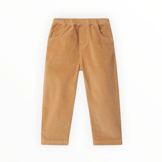 Pierrot Outlet corduroy broek voor kinderen in camelkleur met elastische tailleband en praktische zakken