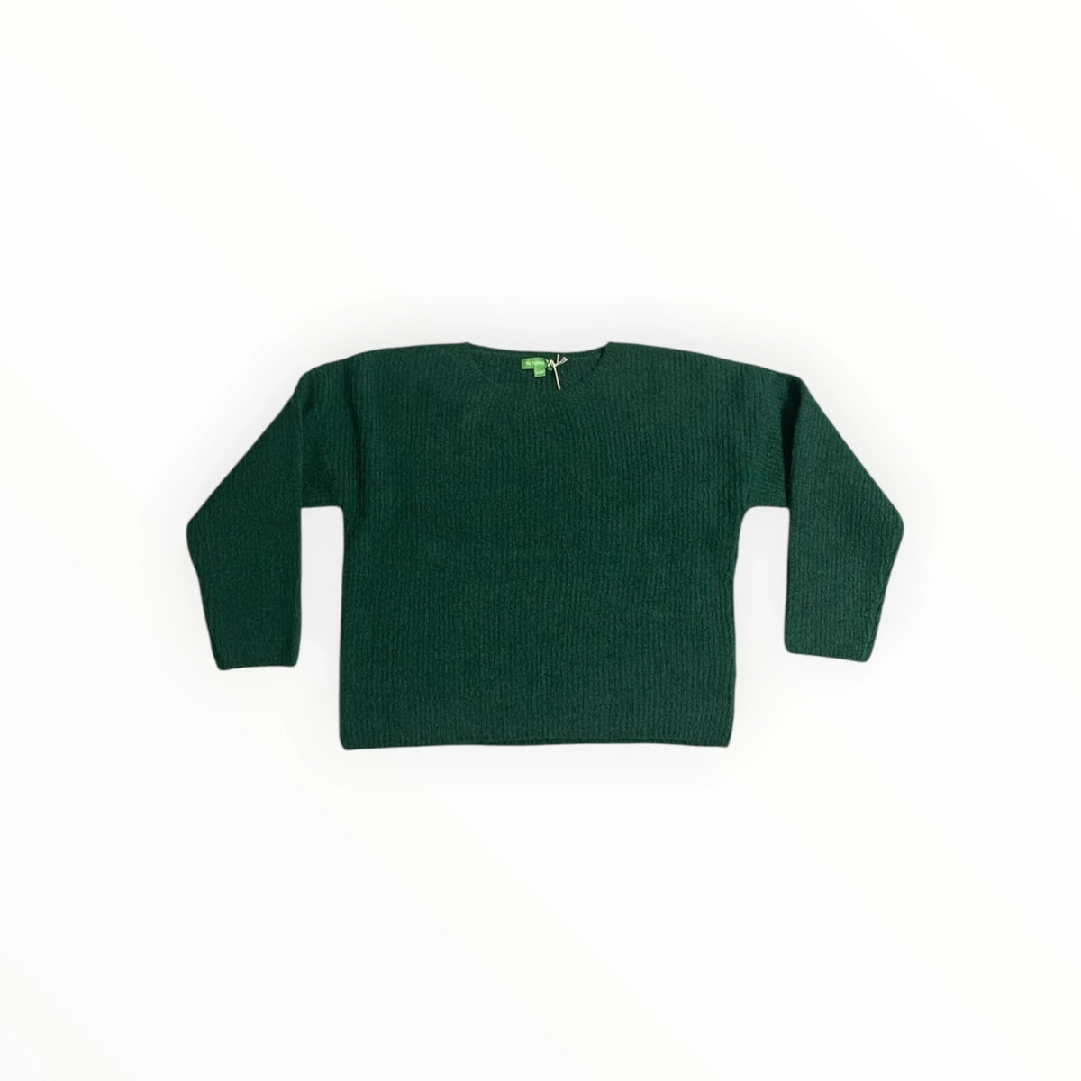 Pierrot Outlet diepgroene gebreide damestrui met ronde hals en comfortabele ruimvallende pasvorm