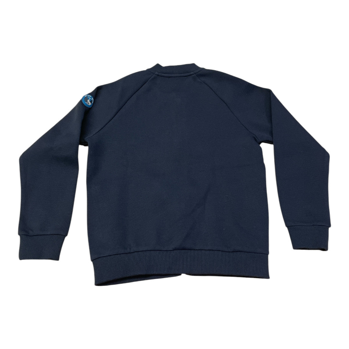 Pierrot Outlet donkerblauwe bomberjack met ritssluiting, raglanmouwen en logo-patch op de linkermouw. Gemaakt van katoenmix.