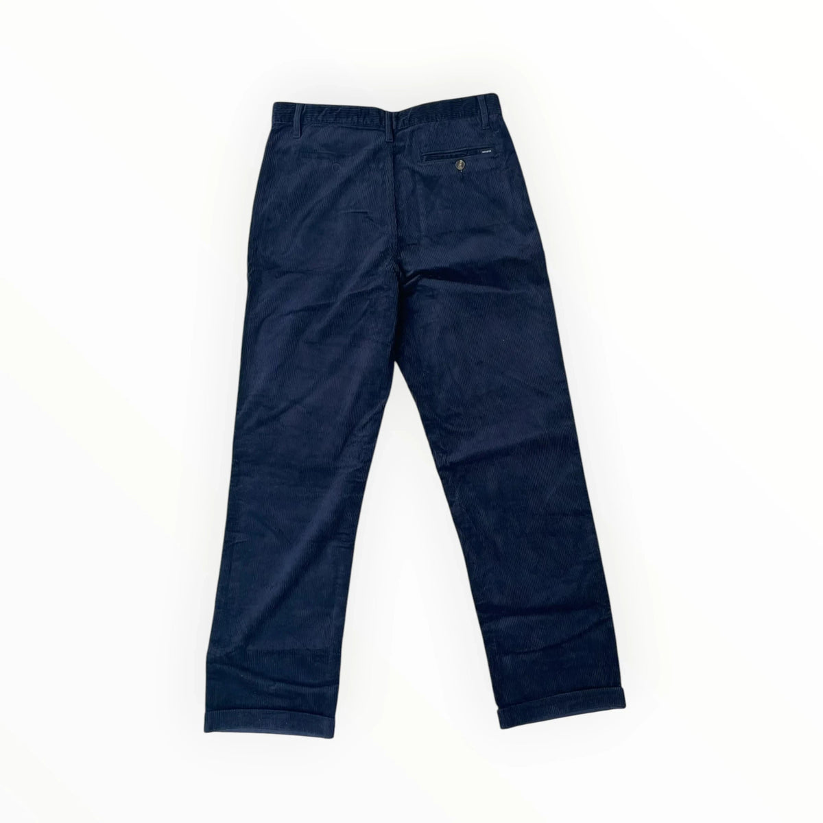Pierrot Outlet donkerblauwe corduroy herenbroek met ribfluweel textuur en achterzak met knoopsluiting