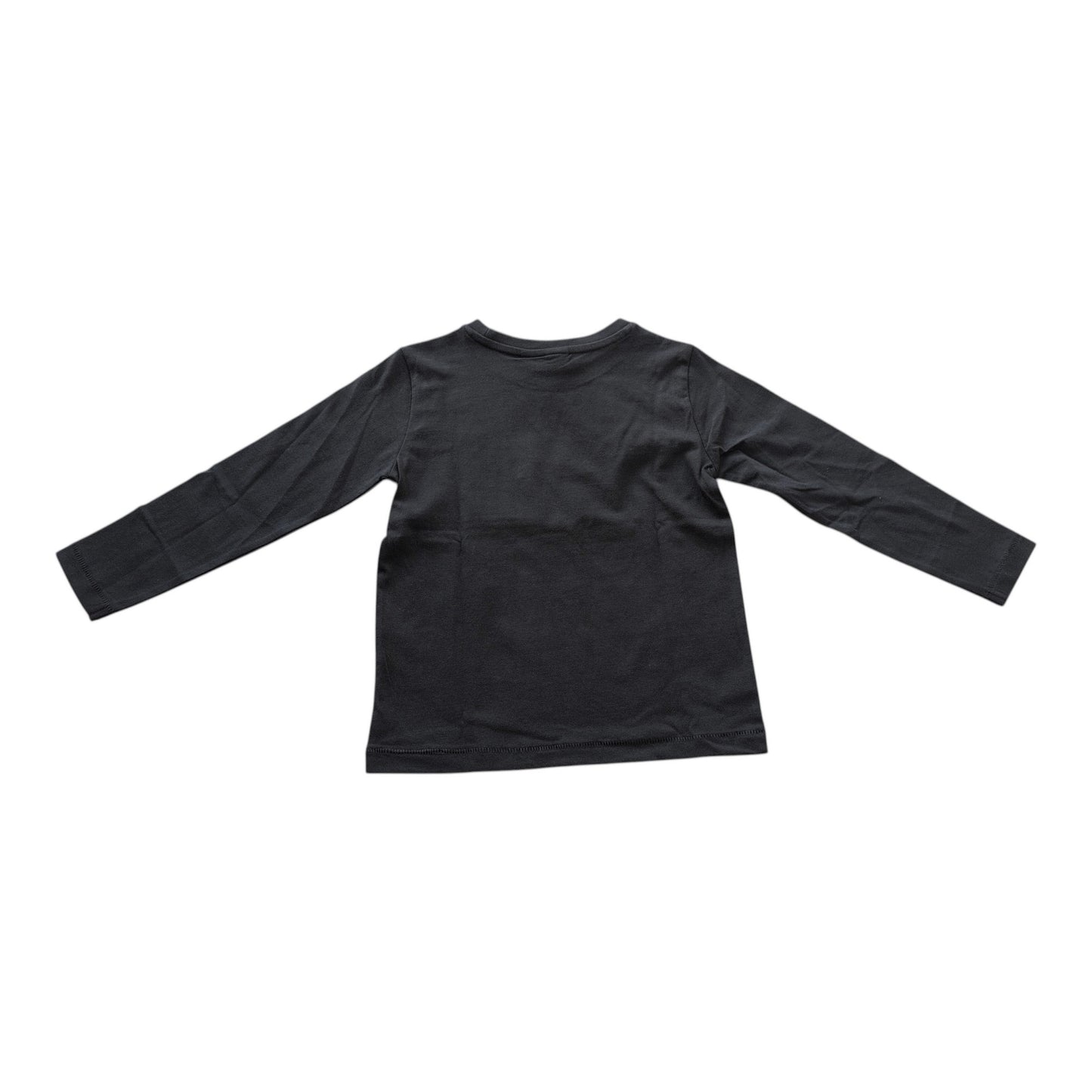 Pierrot Outlet donkergrijs katoenen T-shirt met lange mouwen en 'EXPLORER'-print met kompasdetail.