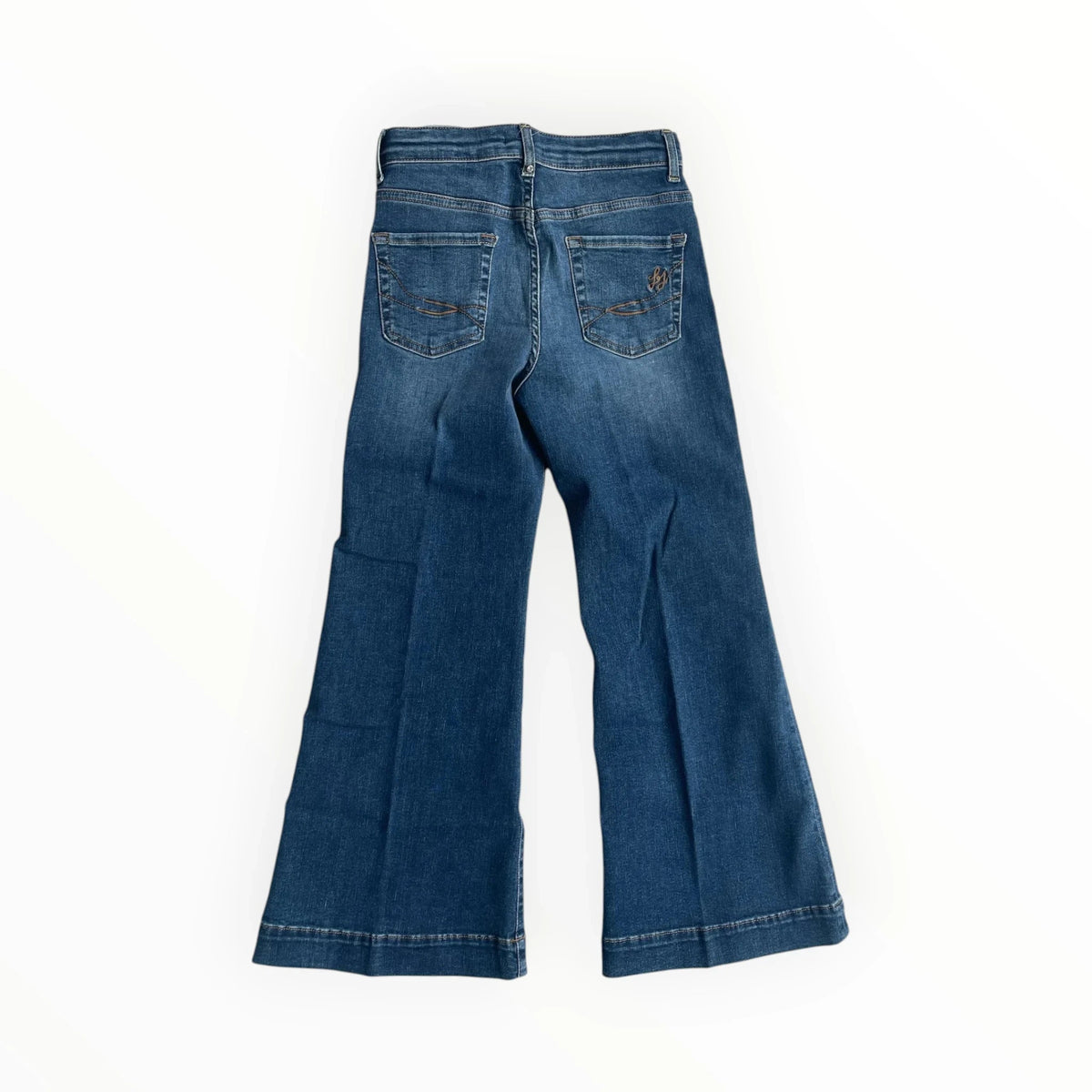 Pierrot Outlet dames flared jeans in diepblauwe denim met hoge taille en achterzakken