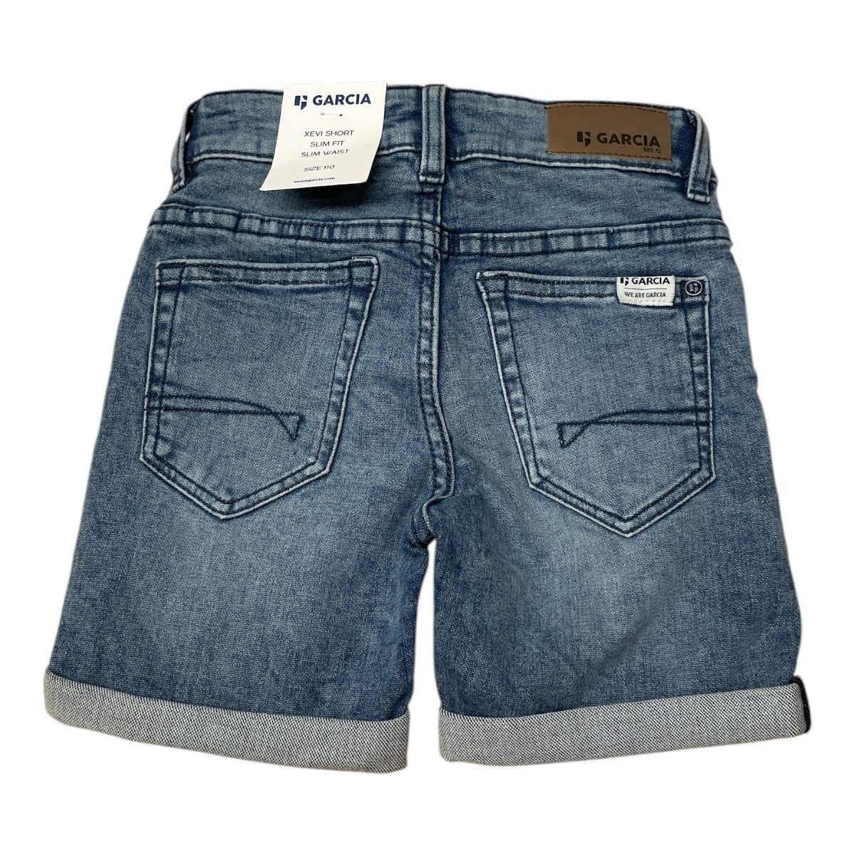 Pierrot Outlet Garcia Jeans Denim Shorts blauw slim fit met omgeslagen broekspijpen