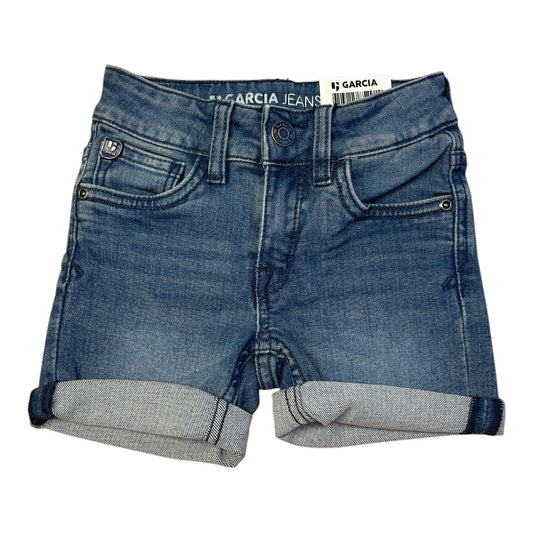 Pierrot Outlet Garcia Jeans denim shorts voor kinderen in blauwe wassing met omgeslagen broekspijpen.