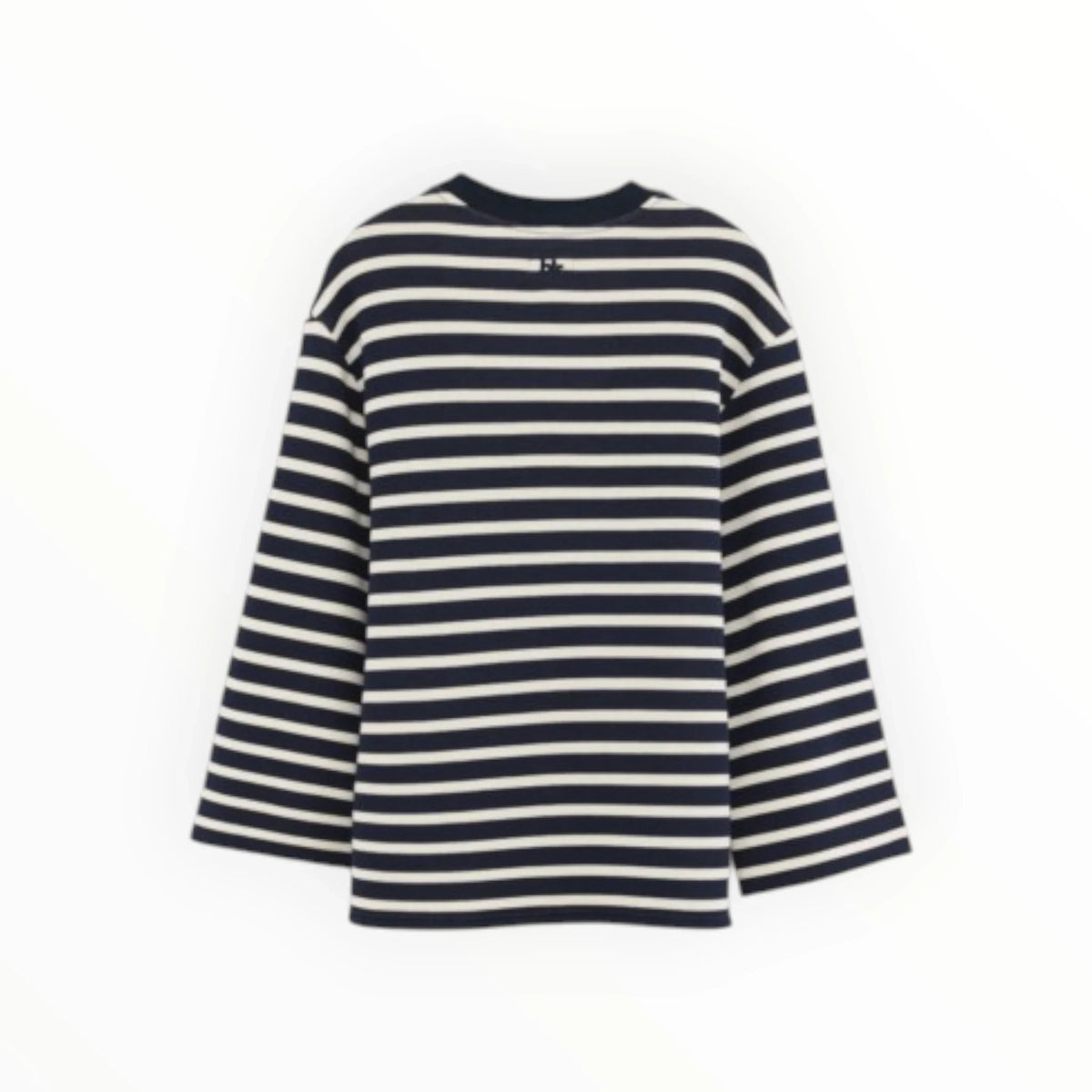 Pierrot Outlet gestreept shirt met lange mouwen in navy en wit met een relaxte pasvorm en ronde halslijn