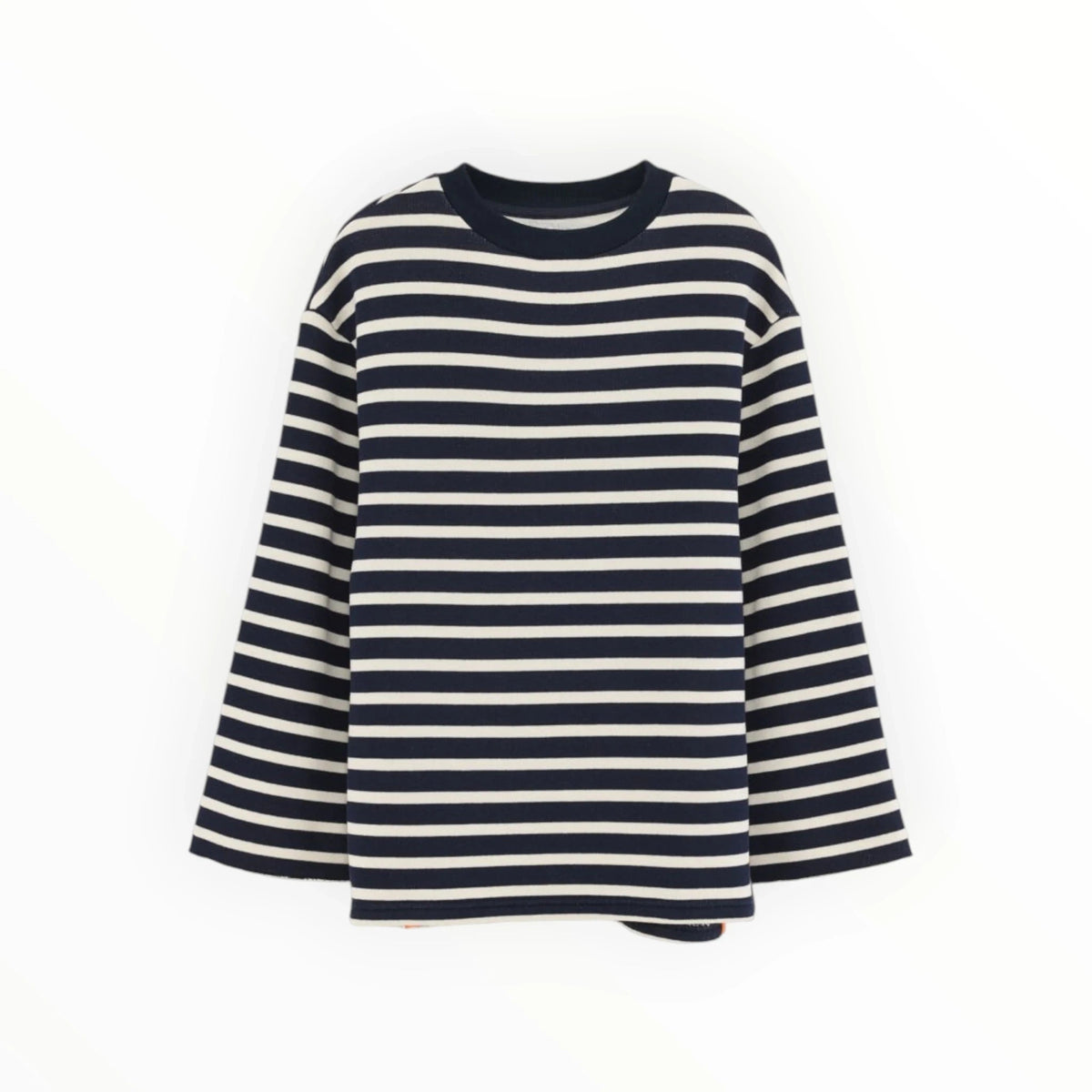 Pierrot Outlet gestreept shirt met lange mouwen in navy en wit met een ronde hals en relaxte pasvorm