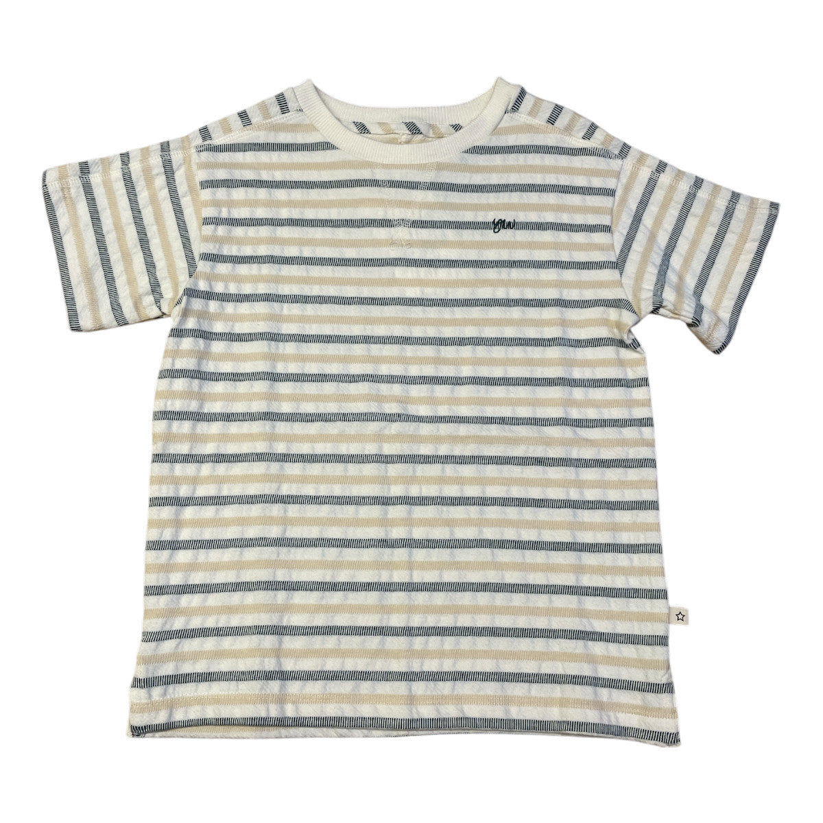 Pierrot Outlet gestreept T-shirt met korte mouwen in katoenmix, neutrale tinten, comfortabele pasvorm.